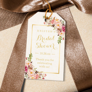 Junggesellinnenabschied Danke Elegante Chic Blumen Geschenkanhänger