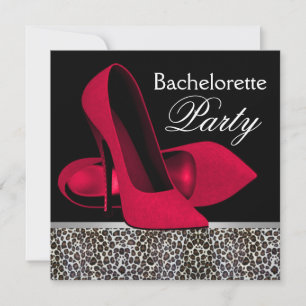 Junggesellinnenabschied-Einladungen mit rotem Leop Einladung