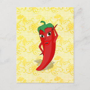 Junggesellinnenabschied Fiesta mit roter Scharfer  Postkarte