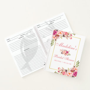 Junggesellinnenabschied Floral Pink Blush Rezept Notizbuch