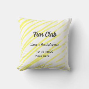 Junggesellinnenabschied Fun Club gelbe Linien Hint Kissen