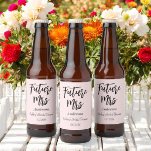 Junggesellinnenabschied Future Mrs Blush Pink  Bierflaschenetikett