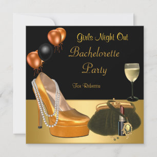Junggesellinnenabschied Gold Schuhe Hi Heels Weing Einladung