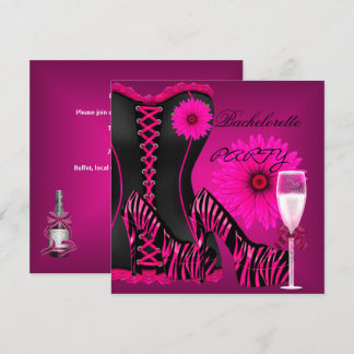 Junggesellinnenabschied Korsett Zebra Schwarz Rosa Einladung
