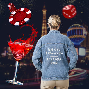 Junggesellinnenabschied Las Vegas in fetter Typogr Jeansjacke