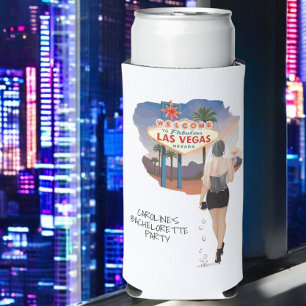 Junggesellinnenabschied Las Vegas schwarze Haare B Selters Dosenkühler