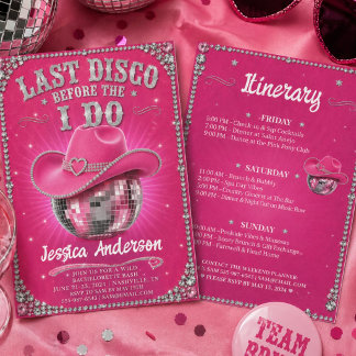 Junggesellinnenabschied Last Rodeo Disco Cowgirl Einladung