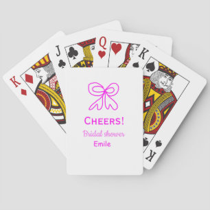 Junggesellinnenabschied lila rosa Schleife Name  Spielkarten