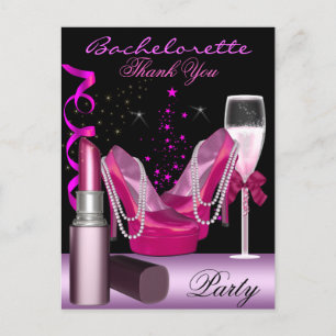 Junggesellinnenabschied Lippenstift Rosa Schuhe Ch Einladungspostkarte
