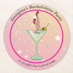Junggesellinnenabschied-Martini-Glas-Beine-Stilett Runder Pappuntersetzer