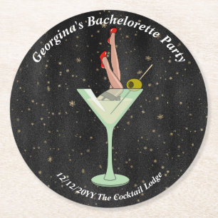 Junggesellinnenabschied Martini-Glas Beine Stilett Runder Pappuntersetzer