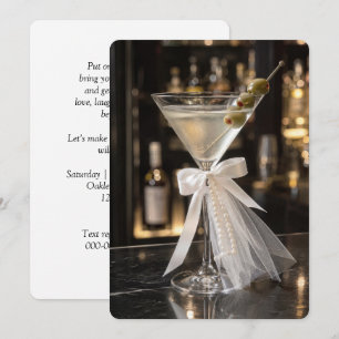 Junggesellinnenabschied-Martini mit Brautschleier Einladung
