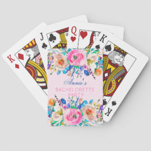 Junggesellinnenabschied mit Aquarellblumen Spielkarten