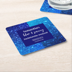 Junggesellinnenabschied mit blauem Glitter Rechteckiger Pappuntersetzer