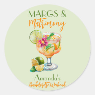 Junggesellinnenabschied mit Margs und Matrimony Te Runder Aufkleber