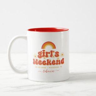 Junggesellinnenabschied mit Retro-Mädels-Wochenend Zweifarbige Tasse