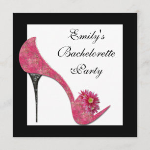 Junggesellinnenabschied mit rosa High Heels Einladung