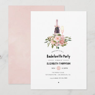 Junggesellinnenabschied mit Rosa und Roségold Blum Einladung