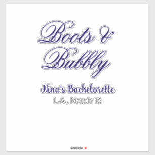 Junggesellinnenabschied Name Boots & Bubble lila O Aufkleber