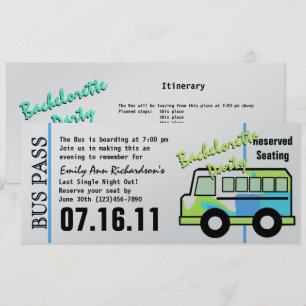 Junggesellinnenabschied Partybus-Ticket Einladung