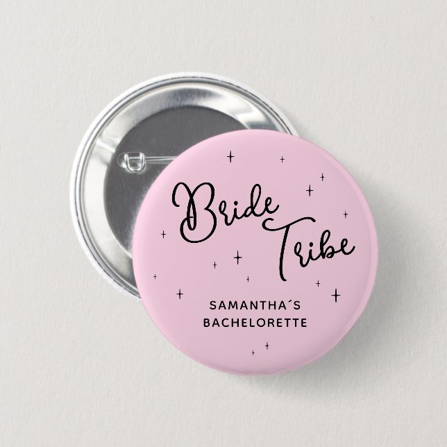 Junggesellinnenabschied Pink Bride Tribe Last Rode Button (Vorne & Hinten)