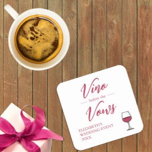 Junggesellinnenabschied/Polterabend Vino Before Th Rechteckiger Pappuntersetzer