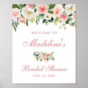 Junggesellinnenabschied Rosa Floral Willkommen Poster