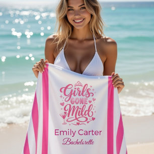 Junggesellinnenabschied Rosa Gestreift Girls Gone Strandtuch