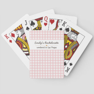 Junggesellinnenabschied Rosa Gingham-Muster Spielkarten