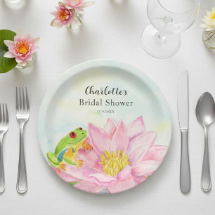 Junggesellinnenabschied Rosa Seerose & Laubfrosch Pappteller