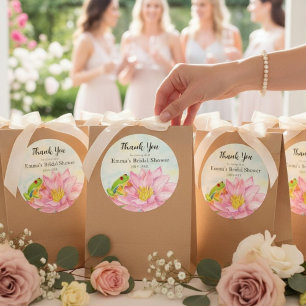 Junggesellinnenabschied Rosa Wasserlilie & Laubfro Runder Aufkleber