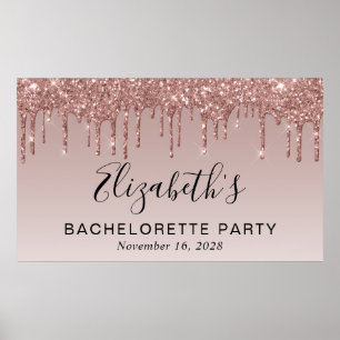 Junggesellinnenabschied Rose Gold Glitter Poster