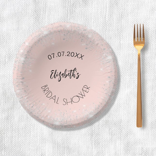 Junggesellinnenabschied rose-gold silber name pappteller (Von Creator hochgeladen)