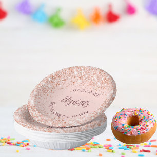 Junggesellinnenabschied Rosen Gold Konfetti Name Pappteller