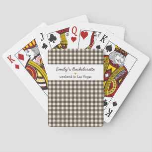 Junggesellinnenabschied Schwarz Gingham-Muster Spielkarten