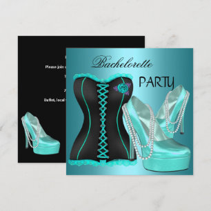 Junggesellinnenabschied Teal Blau High Heels Schuh Einladung