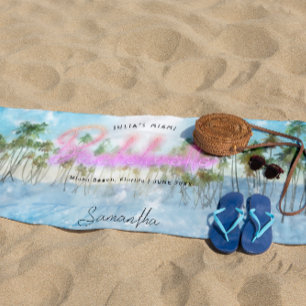 Junggesellinnenabschied Tropische Palmen Neon Mo Strandtuch