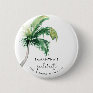 Junggesellinnenabschied Wasserfarbe Tropische Palm Button