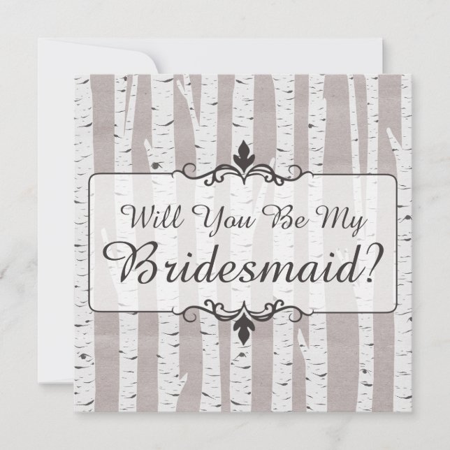 Junggesellinnenabschiede? Birch Tree Rustic Wood Einladung (Vorderseite)