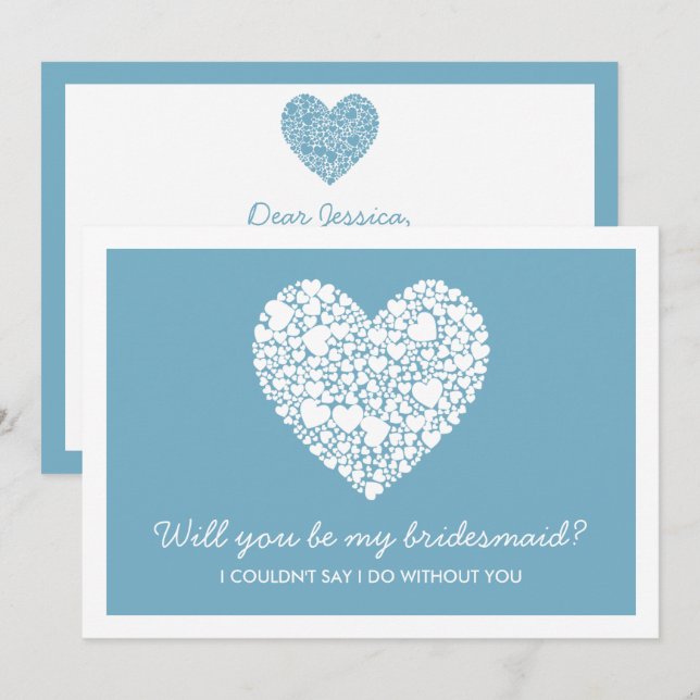 Junggesellinnenabschiede? Blue Heart Card Einladung (Vorne/Hinten)