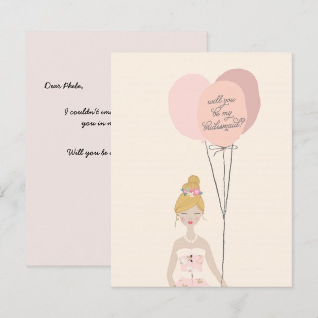 Junggesellinnenabschiede? | Bridesmaid-Karte Einladung (Vorne/Hinten)