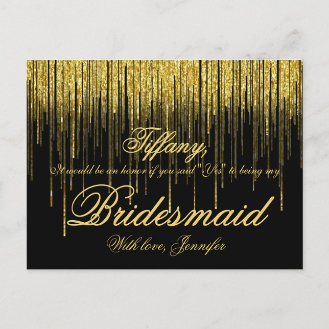 Junggesellinnenabschiede? Golden Confetti Glitzer Einladungspostkarte (Vorderseite)