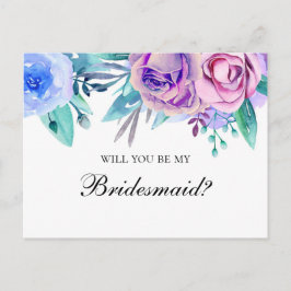 Junggesellinnenabschiede. Lila und blaue Hochzeit Einladungspostkarte