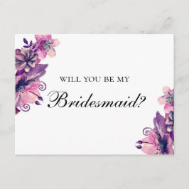 Junggesellinnenabschiede. Lila und rosa Hochzeit Einladungspostkarte