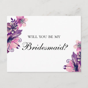 Junggesellinnenabschiede. Lila und rosa Hochzeit Einladungspostkarte