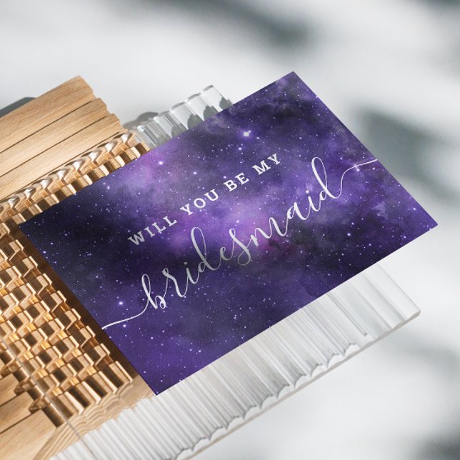 Junggesellinnenabschiede. Lila Weltraumhochzeit Einladungspostkarte (Von Creator hochgeladen)