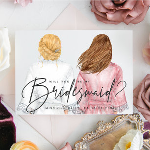 Junggesellinnenabschiede? Mädchen in Robes-Karte Einladung