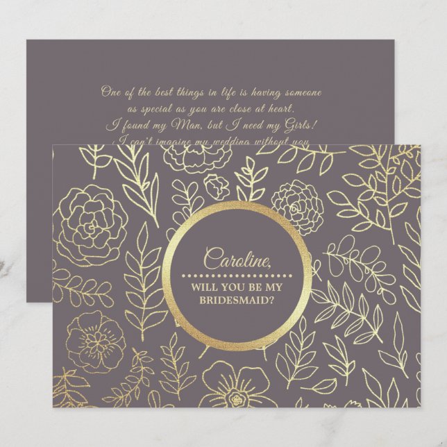 Junggesellinnenabschiede? Mocha Gold Floral Einladung (Vorne/Hinten)