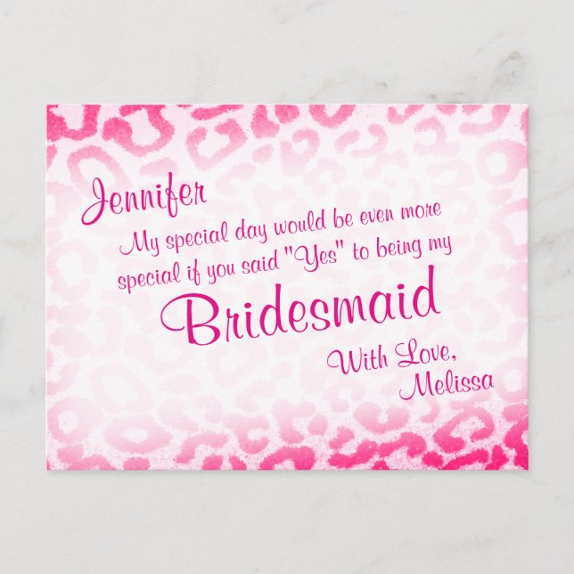 Junggesellinnenabschiede? Pink Leopard Einladungspostkarte (Vorderseite)