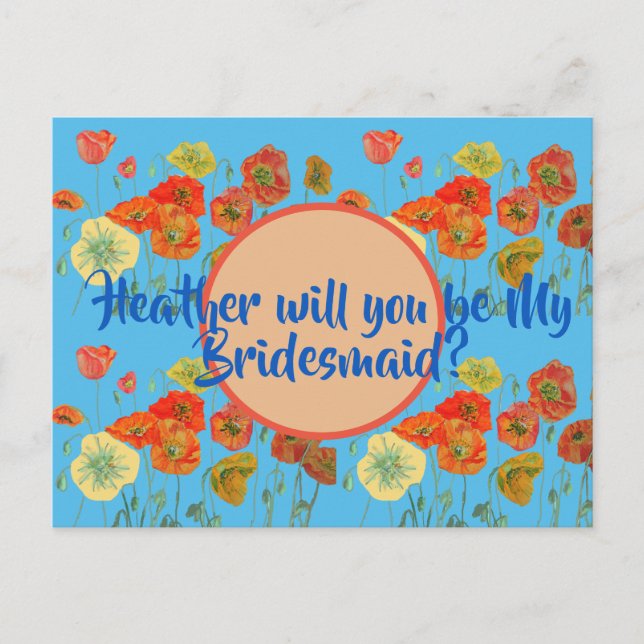 Junggesellinnenabschiede? Poppy floral Postcard Postkarte (Vorderseite)